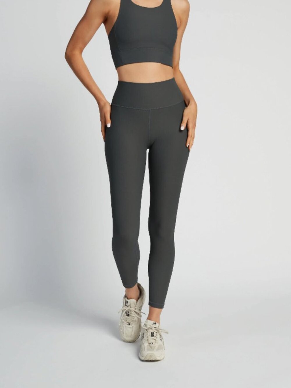 Wilo The Label NWT Ribbed Activewear Set | High-Rise Charcoal Leggings